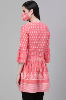 Women'S/Girls Rayon Floral Printed Short Kurti (Peach)