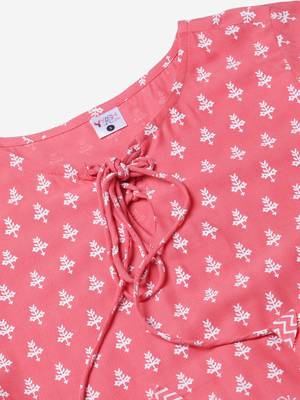 Women'S/Girls Rayon Floral Printed Short Kurti (Peach) 4