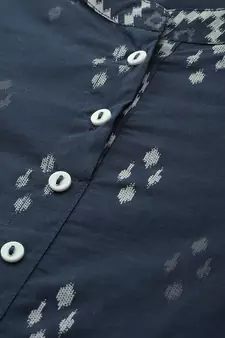 Women'S Cotton Ikat Printed A-Line Kurta (Blue)