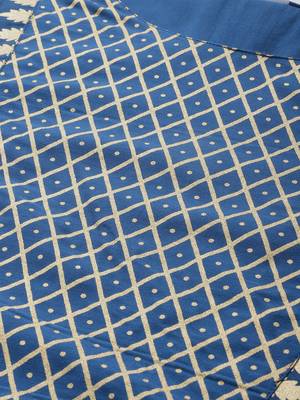 Women'S Rayon Golden Floral Printed Straight Kurta(Blue) 4