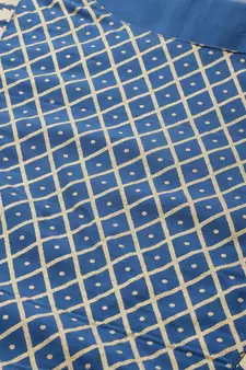 Women'S Rayon Golden Floral Printed Straight Kurta(Blue)