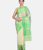 Green Plain Cotton Saree