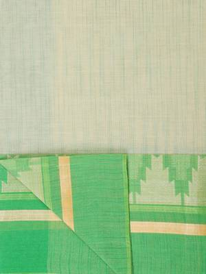 Green Plain Cotton Saree 6