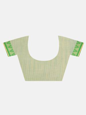 Green Plain Cotton Saree 7