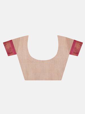 Beige Plain Cotton Saree 6