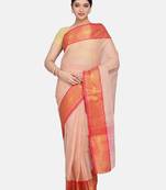 Beige Plain Cotton Saree
