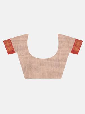 Beige Plain Cotton Saree 6