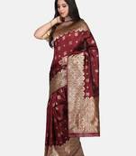 Maroon Woven Art Silk Saree With Blouse