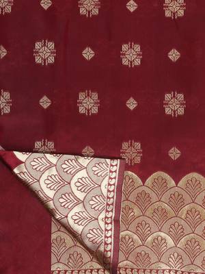 Maroon Woven Art Silk Saree With Blouse 5