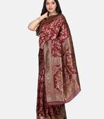 Maroon Woven Art Silk Saree With Blouse