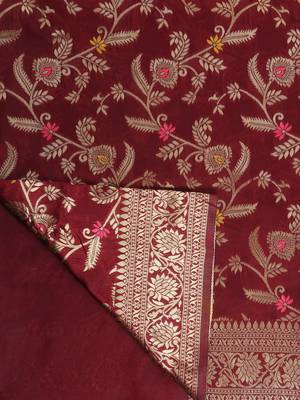 Maroon Woven Art Silk Saree With Blouse 6