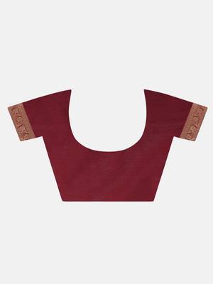 Maroon Woven Art Silk Saree With Blouse 7