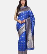 Royal Blue Woven Art Silk Saree With Blouse