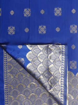 Royal Blue Woven Art Silk Saree With Blouse 5
