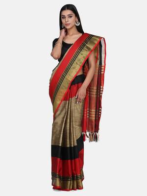 Beige Woven Art Silk Saree With Blouse 1