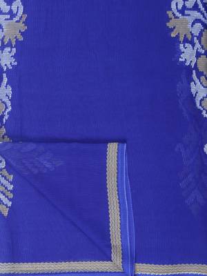 Blue Printed Georgette Saree With Blouse 6