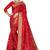 Red hand woven art silk Bandhani saree