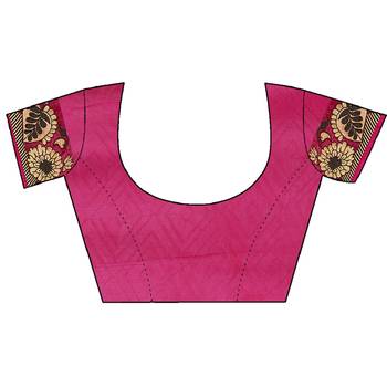 Rani pink hand woven art silk Bandhani saree 5