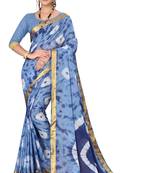 Light blue Shibori printed Red cotton Bandhani saree