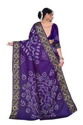 Blue hand woven art silk Bandhani saree 5