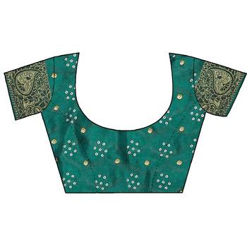 Green hand woven art silk Bandhani saree 3