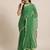 Green printed chiffon saree with blouse