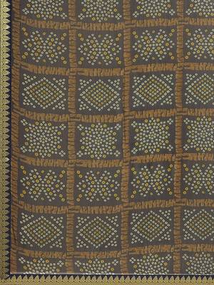 Blue printed chiffon saree with blouse 4