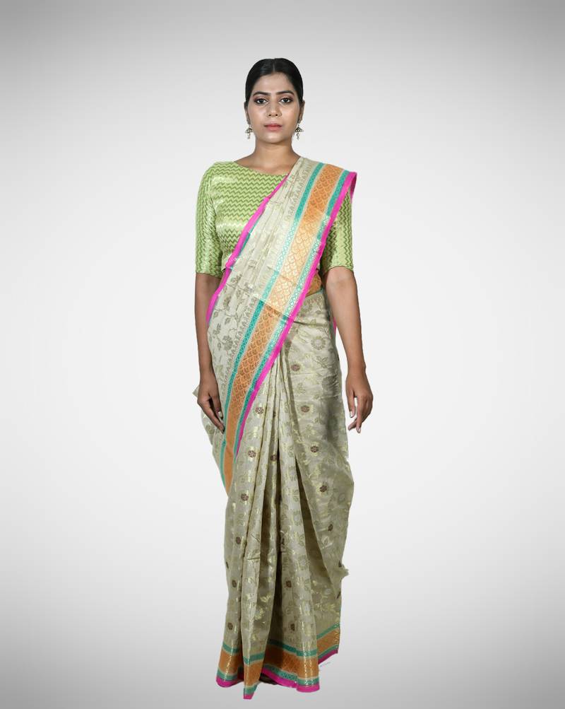 Pure munga silk banarasi jaal saree