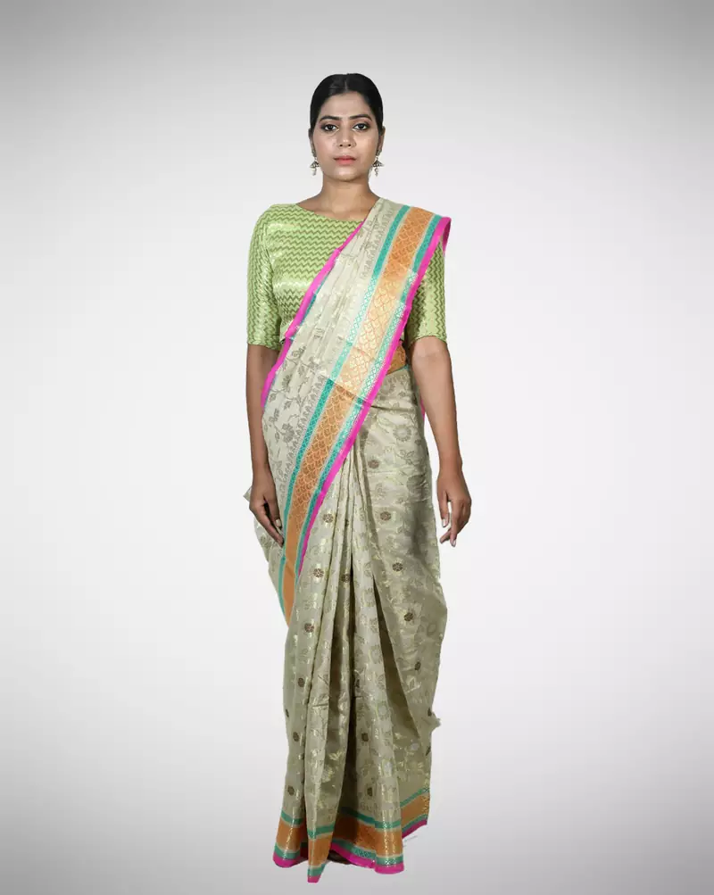 Pure munga silk banarasi jaal saree