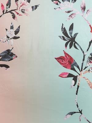 Peach printed crepe saree with blouse 4