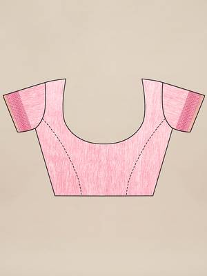 Pink woven linen saree with blouse 5