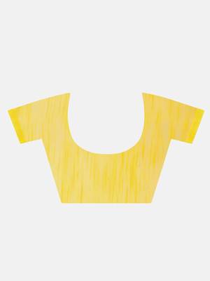 Yellow Triangle Design Hand Weaven Cotton Silk Handloom Saree With Blouse 6