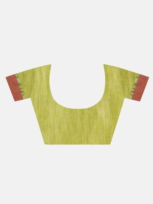 Rust Plain Work Khadi Cotton Handloom Saree With Blouse 7