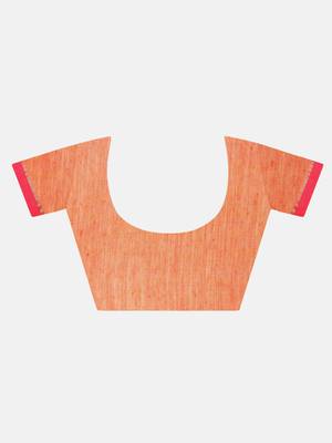 Pesta Plain Work Khadi Cotton Handloom Saree With Blouse 7