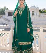 Green embroidered faux georgette salwar