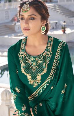 Green embroidered faux georgette salwar 2