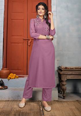 Pink embroidered rayon salwar 1