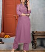 Pink embroidered rayon salwar