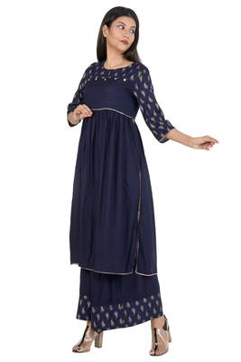 Blue printed rayon ethnic-kurtis 2