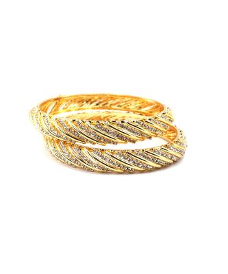 Studded Diamond Gold Plated Bangles Set Of 2 4