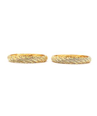 Studded Diamond Gold Plated Bangles Set Of 2 5