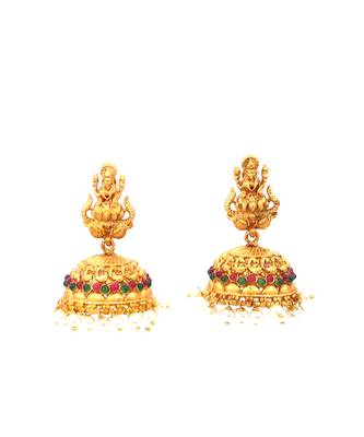 Temple Jewellery Laxmi Pendant Necklace Set With Earrings For Women 6