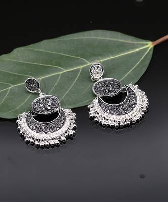 Oxidized Chandbali Silver Earrings For Women & Girls 6