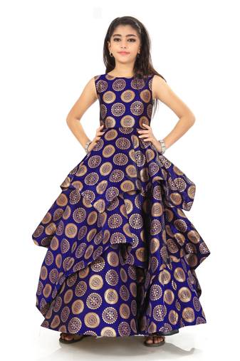Kids Blue Maxi Gown For Girls 