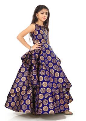 Kids Blue Maxi Gown For Girls  2