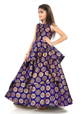 Kids Blue Maxi Gown For Girls  3
