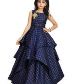 Kids Blue Cotton Silk Gown For Girls 