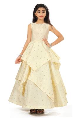 Kids Cream Long Gown For Girls  1