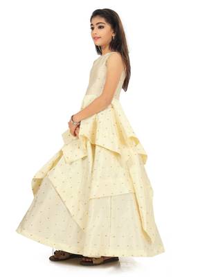 Kids Cream Long Gown For Girls  3