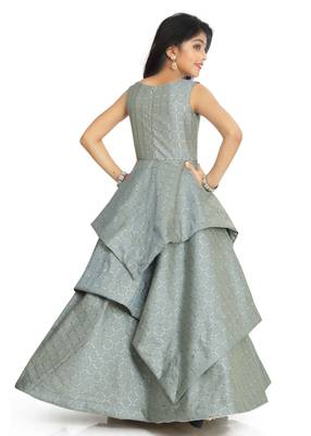Kids Grey Long Gown Dress For Girls 4